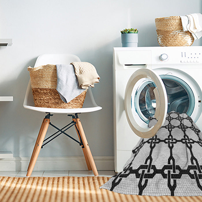 Machine Washable Transitional Platinum Gray Rug in a Washing Machine, wshpat210gry