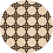 Square Patterned Saddle Brown Rug, pat210org