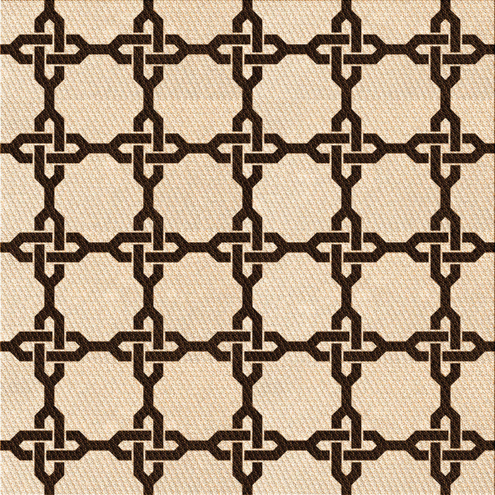 Round Patterned Saddle Brown Rug, pat210org