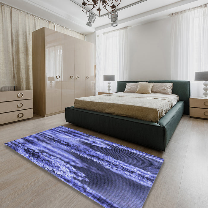 Round Machine Washable Transitional Sky Blue Rug in a Office, wshpat2100blu