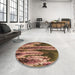 Round Patterned Red Brown Rug in a Office, pat2100brn