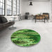 Round Patterned Green Rug in a Office, pat2100grn