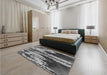 Patterned Dark Gray Rug in a Bedroom, pat2100gry