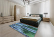 Patterned Blue Rug in a Bedroom, pat2100lblu