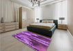 Patterned Dark Magenta Purple Rug in a Bedroom, pat2100pur