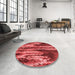 Round Patterned Red Rug in a Office, pat2100rd