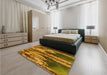 Patterned Saddle Brown Rug in a Bedroom, pat2100yw