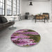 Round Patterned Maroon Purple Novelty Rug in a Office, pat2100