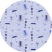 Square Machine Washable Transitional Lavender Blue Rug in a Living Room, wshpat2101blu