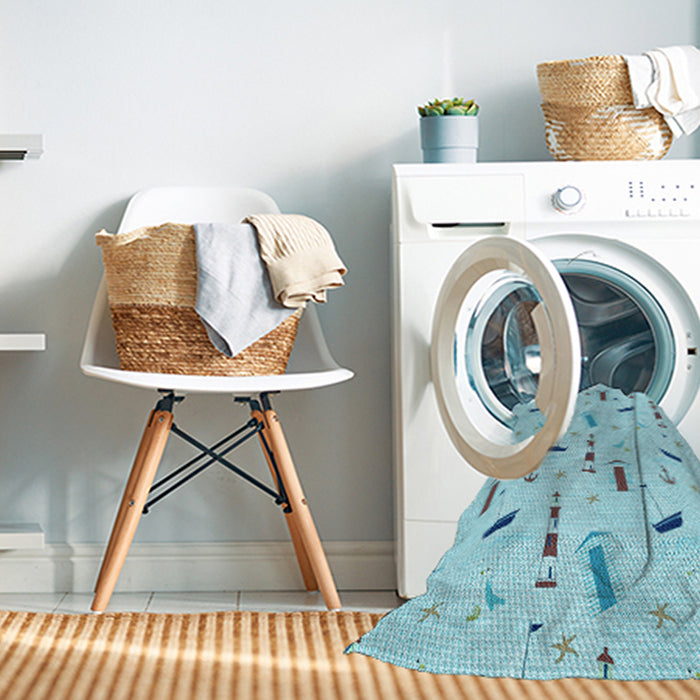 Machine Washable Transitional Blue Rug in a Washing Machine, wshpat2101lblu