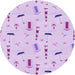 Square Patterned Purple Rug, pat2101pur