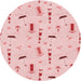 Square Patterned Pastel Red Pink Rug, pat2101rd