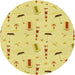 Square Patterned Yellow Rug, pat2101yw