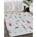 Patterned Water Blue Novelty Rug in Family Room, pat2101