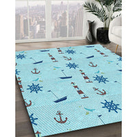 Patterned Blue Rug, pat2102lblu