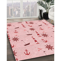 Patterned Light Rose Pink Rug, pat2102rd