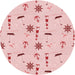 Square Patterned Light Rose Pink Rug, pat2102rd