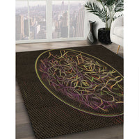 Patterned Dark Brown Rug, pat2103brn