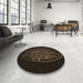 Round Patterned Dark Brown Rug in a Office, pat2103brn