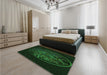 Patterned Green Rug in a Bedroom, pat2103grn