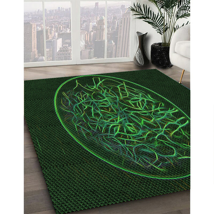 Machine Washable Transitional Green Rug in a Family Room, wshpat2103grn