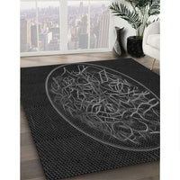 Patterned Black Rug, pat2103gry