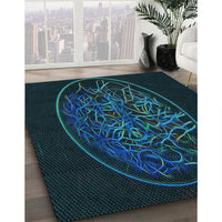 Patterned Teal Green Rug, pat2103lblu