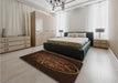 Patterned Saddle Brown Rug in a Bedroom, pat2103org