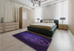 Patterned Deep Purple Rug in a Bedroom, pat2103pur