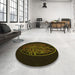 Round Patterned Dark Bronze Brown Rug in a Office, pat2103yw