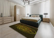 Patterned Dark Bronze Brown Rug in a Bedroom, pat2103yw