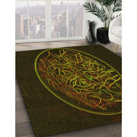 Patterned Dark Bronze Brown Rug, pat2103yw