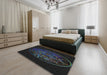 Patterned Black Novelty Rug in a Bedroom, pat2103