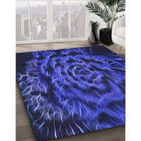 Patterned Denim Dark Blue Rug, pat2104blu