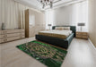 Patterned Midnight Gray Rug in a Bedroom, pat2104grn