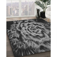 Patterned Charcoal Black Rug, pat2104gry