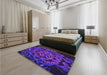 Patterned Bright Purple Rug in a Bedroom, pat2104pur