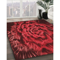 Patterned Tomato Red Rug, pat2104rd