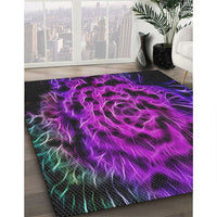 Patterned Bright Purple Modern Rug, pat2104