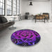 Round Patterned Bright Purple Modern Rug in a Office, pat2104