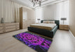 Patterned Bright Purple Modern Rug in a Bedroom, pat2104