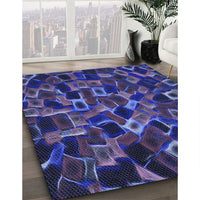 Patterned Denim Dark Blue Rug, pat2105blu