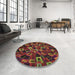 Round Patterned Sienna Brown Rug in a Office, pat2105brn