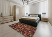 Patterned Sienna Brown Rug in a Bedroom, pat2105brn