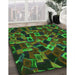 Machine Washable Transitional Dark Lime Green Rug in a Family Room, wshpat2105grn