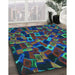 Machine Washable Transitional Aquamarine Stone Green Rug in a Family Room, wshpat2105lblu