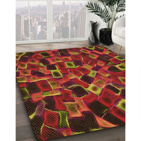 Patterned Cranberry Red Rug, pat2105org