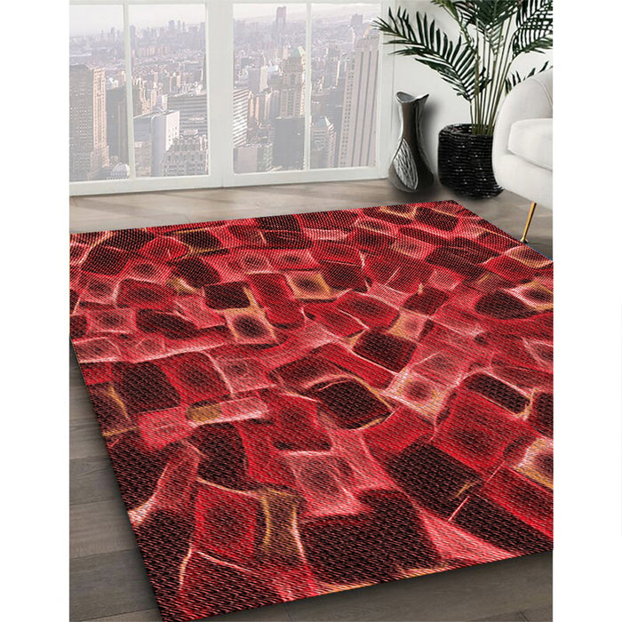 Machine Washable Transitional Red Rug in a Family Room, wshpat2105rd