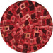 Square Patterned Red Rug, pat2105rd