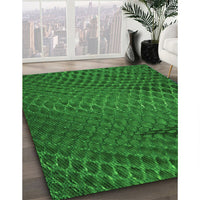 Patterned Deep Emerald Green Rug, pat2106grn